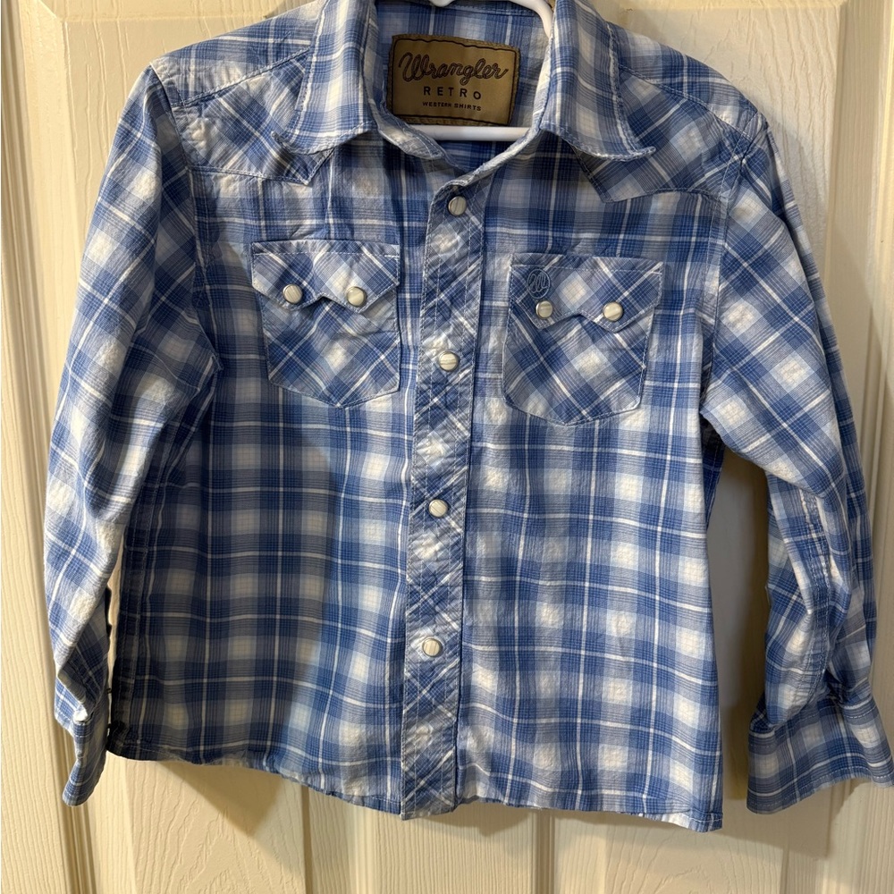 Wrangler Kids Blue Plaid Shirt